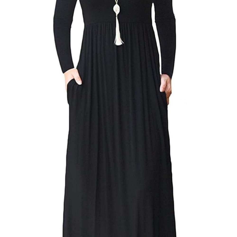NWT Black Long Sleeve Maxi Dress with Pockets - Classic Women's Maxi 2XL